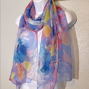 Vince Camuto Sheer Floral Watercolor Scarf